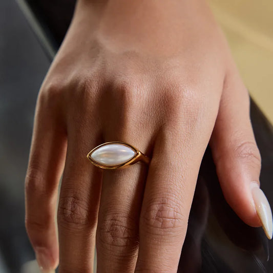 Pearl-Plated Oval Ring