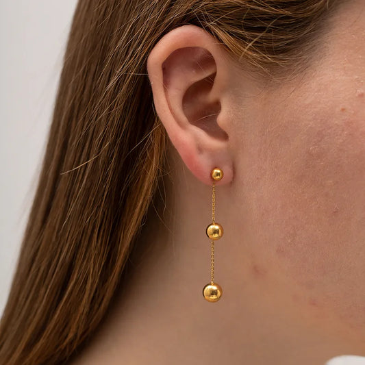 Linear Drop Ball Earrings