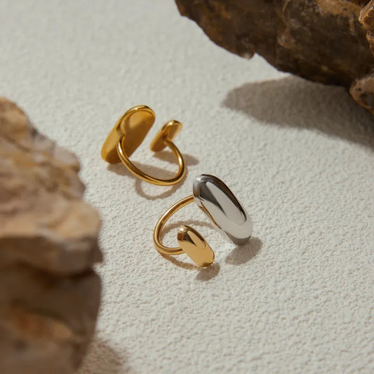 Mixed Metal Geometric Open Ring